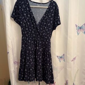 No Boundaries Navy Floral Wrap Mini Dress XXL